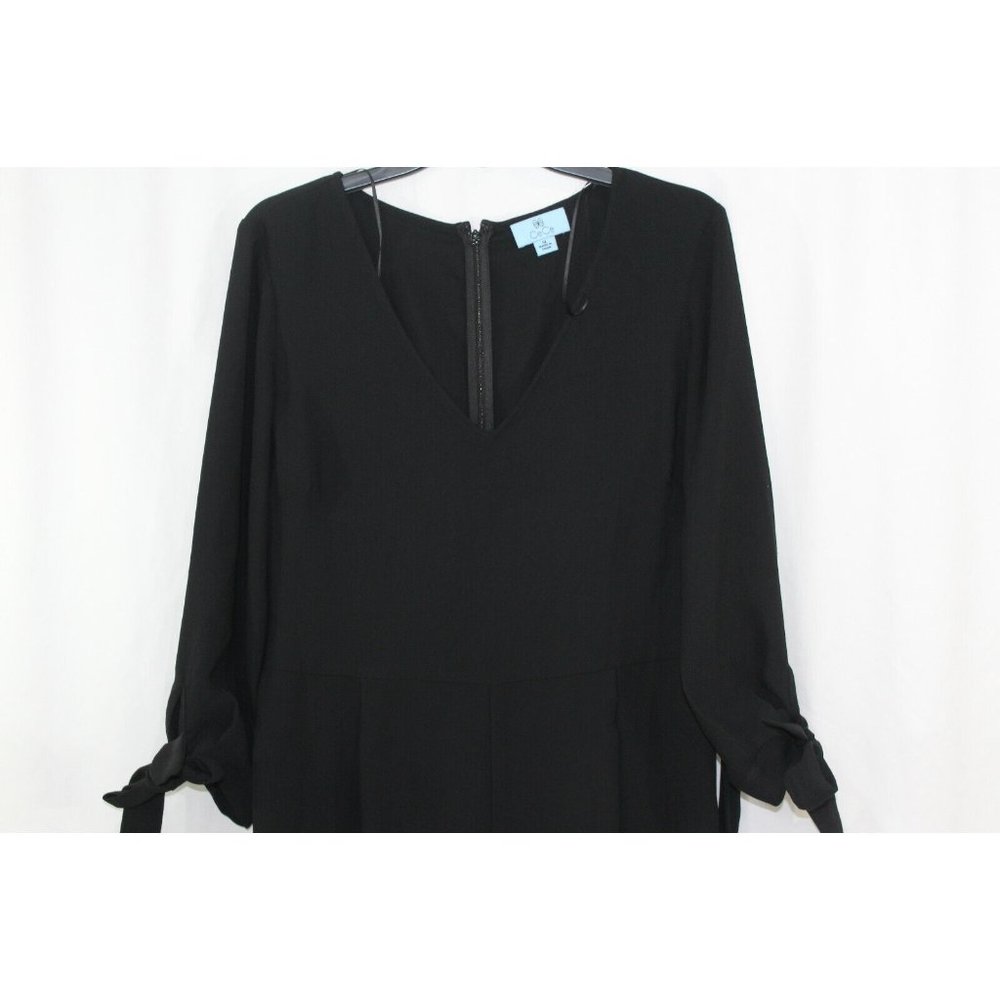 NWT CeCe $139 Wide Leg Black V Neck 3/4 Sleeve Jumpsuit 2 - Picture 2 of 6